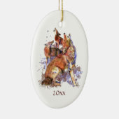 Aangepaste Waterverf voor coyotes Keramisch Ornament (Rechts)