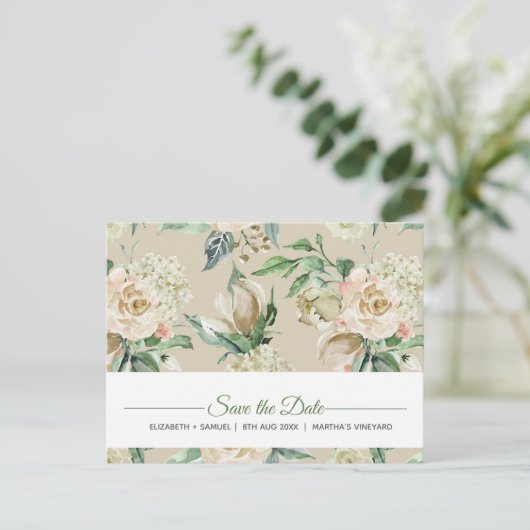 Aangepaste Waterverf voor Cream Roos Aankondigingskaart (Staand voorkant)