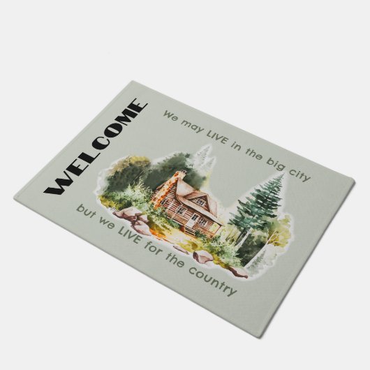 Aangepaste waterverf voor het landlog-kajuitscène deurmat (Schuin)