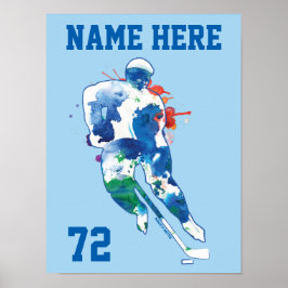 Aangepaste Waterverf voor het nummer van Hockey Pl Poster