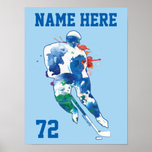 Aangepaste Waterverf voor het nummer van Hockey Pl Poster