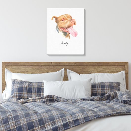 Aangepaste Waterverf voor hondenportretten Canvas Afdruk (Insitu (Slaapkamer))