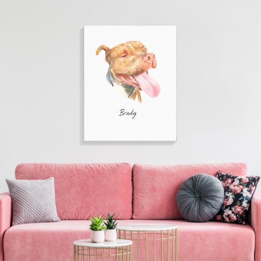 Aangepaste Waterverf voor hondenportretten Canvas Afdruk (Insitu (Woonkamer))