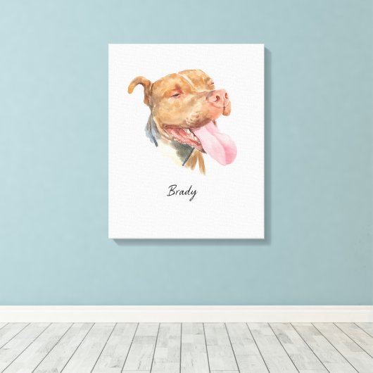 Aangepaste Waterverf voor hondenportretten Canvas Afdruk (Insitu (Houten vloer))