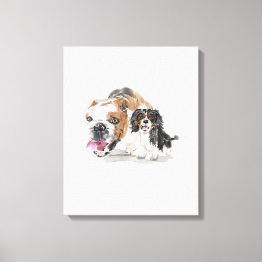 Aangepaste Waterverf voor hondenportretten Canvas Afdruk (Voorkant)