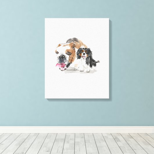 Aangepaste Waterverf voor hondenportretten Canvas Afdruk (Insitu (Houten vloer))