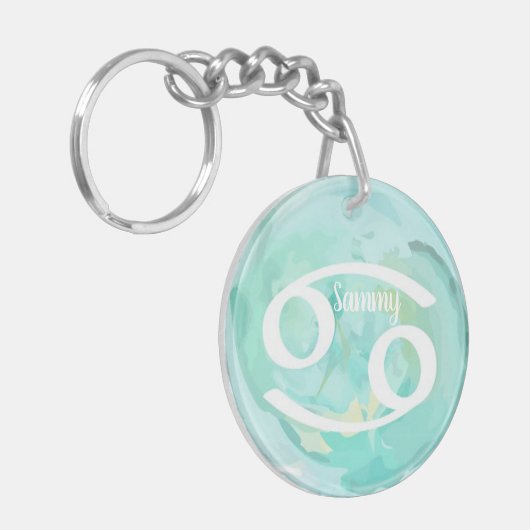 Aangepaste Waterverf voor kanker - Zodiabel Sleutelhanger (Voorkant Links)