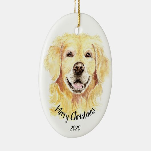 Aangepaste Waterverf voor kerstmis Gulden Retrieve Keramisch Ornament (Rechts)