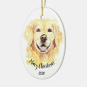 Aangepaste Waterverf voor kerstmis Gulden Retrieve Keramisch Ornament (Links)