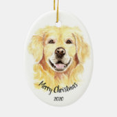 Aangepaste Waterverf voor kerstmis Gulden Retrieve Keramisch Ornament (Achterkant)