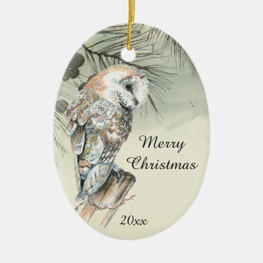 Aangepaste Waterverf voor kerstmis Keramisch Ornament (Voorkant)