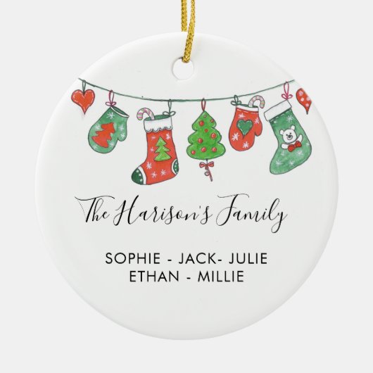 Aangepaste waterverf voor kerstmis van de familie keramisch ornament (Voorkant)