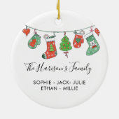 Aangepaste waterverf voor kerstmis van de familie keramisch ornament (Achterkant)