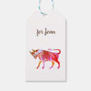 Aangepaste Waterverf voor Taurus Cadeaulabel