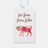 Aangepaste Waterverf voor Taurus Cadeaulabel (Achterkant)