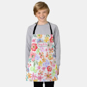 Aangepaste Waterverf voor whimsical Cute Floral Schort (Gedragen)