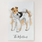 Aangepaste Waterverf voor Wire Fox Terrier Legpuzzel (Verticaal)