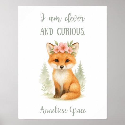 Aangepaste Waterverf Vrouwelijke Fox Woodland Nurs Poster (Voorkant)