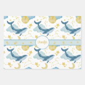 Aangepaste Waterverf walvissen Kinder namen Inpakpapier Vel (Voorkant)