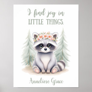 Aangepaste Waterverf Wasbeer Woodland Animal Nurse Poster