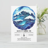 Aangepaste Waterverf Waves Kids Verjaardag Kaart (Staand voorkant)