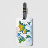 Aangepaste waterverf wereldkaart bagage label reis (Voorkant (verticaal))