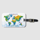 Aangepaste waterverf wereldkaart bagage label reis (Voorkant (horizontaal))