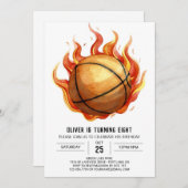 Aangepaste Waterverf Whimsical Basketbal Verjaarda Kaart (Voorkant / Achterkant)