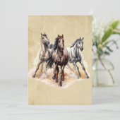 Aangepaste Waterverf Wilde Paarden Rangdieren Kaart (Staand voorkant)