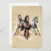 Aangepaste Waterverf Wilde Paarden Rangdieren Kaart (Voorkant / Achterkant)