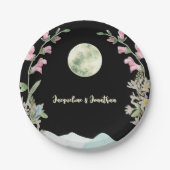 Aangepaste Waterverf Wildflower Moon Mountain brui Papieren Bordje (Voorkant)