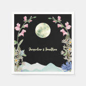 Aangepaste Waterverf Wildflower Moon Mountain brui Servet (Voorkant)