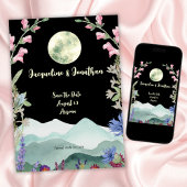 Aangepaste Waterverf Wildflower Moon Save The Date Kaart