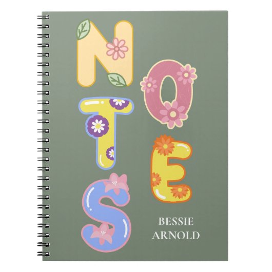 Aangepaste Waterverf Wildflowers Floral Notitieboek (Voorkant)