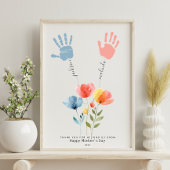 Aangepaste Waterverf Wildflowers Handprint flower  Poster