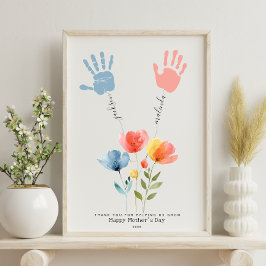 Aangepaste Waterverf Wildflowers Handprint flower  Poster