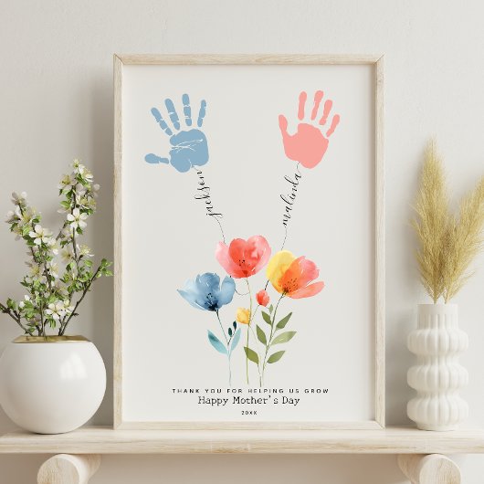 Aangepaste Waterverf Wildflowers Handprint flower Poster