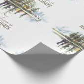 Aangepaste Waterverf winterpine groene kerstmis Cadeaupapier (Hoek)