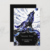 Aangepaste Waterverf Wolf Verjaardag Bedankkaart (Voorkant / Achterkant)