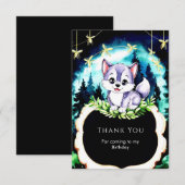 Aangepaste waterverf wolf verjaardag bedankkaart (Voorkant / Achterkant)
