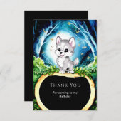 Aangepaste Waterverf Wolf Verjaardag Bedankkaart (Voorkant / Achterkant)