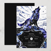 Aangepaste Waterverf Wolf Verjaardag Kaart (Voorkant / Achterkant)