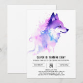 Aangepaste Waterverf Wolf Verjaardag Kaart (Voorkant / Achterkant)