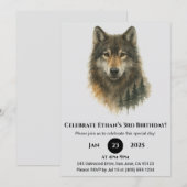 Aangepaste waterverf wolf verjaardag kaart (Voorkant / Achterkant)