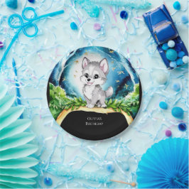 Aangepaste Waterverf Wolf Verjaardag Papieren Bordje