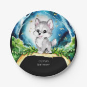 Aangepaste Waterverf Wolf Verjaardag Papieren Bordje (Voorkant)