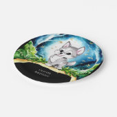 Aangepaste Waterverf Wolf Verjaardag Papieren Bordje (Gekanteld)