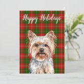 Aangepaste waterverf Yorkshire Terrier-hond Feestdagenkaart (Staand voorkant)