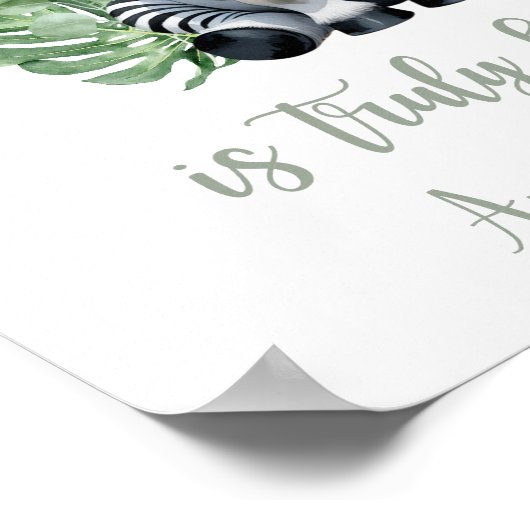 Aangepaste Waterverf Zebra Girl Safari Nursery Poster (Hoek)