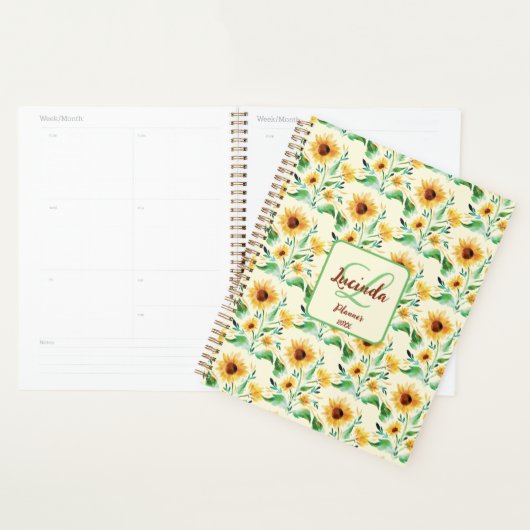 Aangepaste Waterverf Zonnebloem Bloemen Ontwerp Planner (Display)